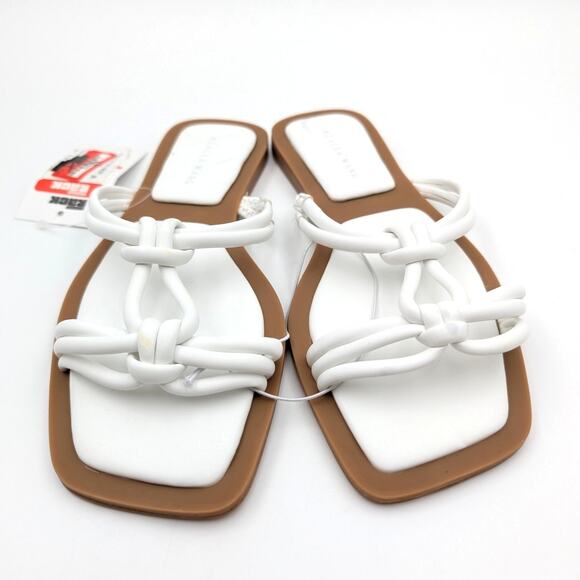Azalea Wang Stetson Tubular Straps Knot Flat Sandals Women's White Size US6 EU36 - Picture 2 of 12